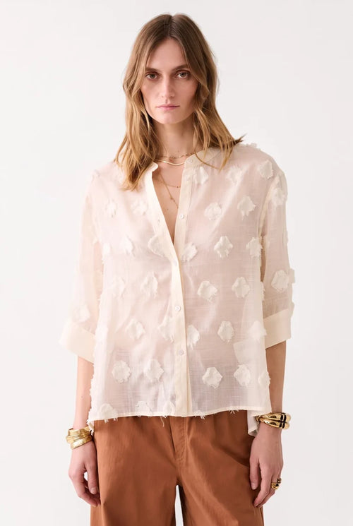 A-line 3D Blouse with Dots | Ivory