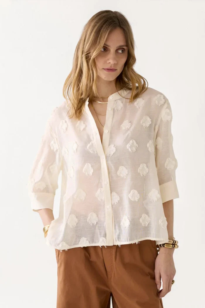 A-line 3D Blouse with Dots | Ivory