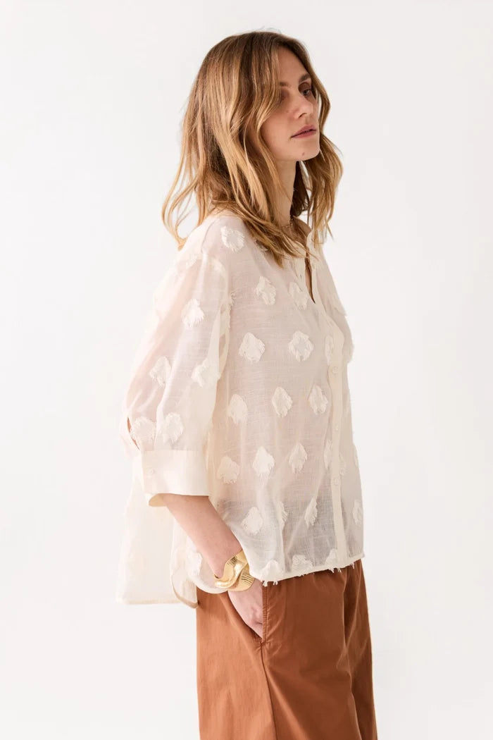A-line 3D Blouse with Dots | Ivory