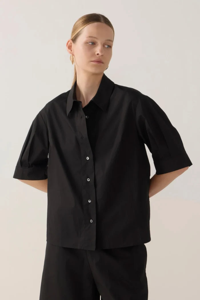 Abigail Shirt | Black Cotton Tencel