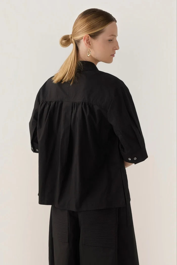 Abigail Shirt | Black Cotton Tencel