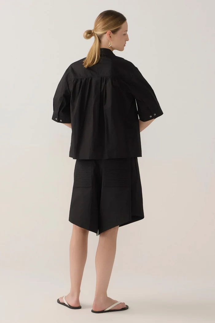 Abigail Shirt | Black Cotton Tencel