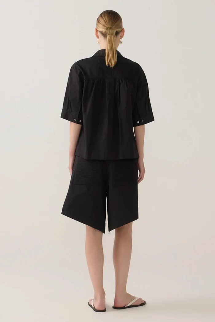 Abigail Shirt | Black Cotton Tencel