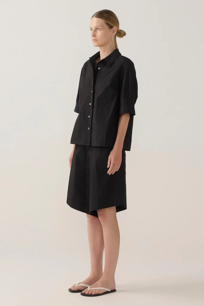 Abigail Shirt | Black Cotton Tencel