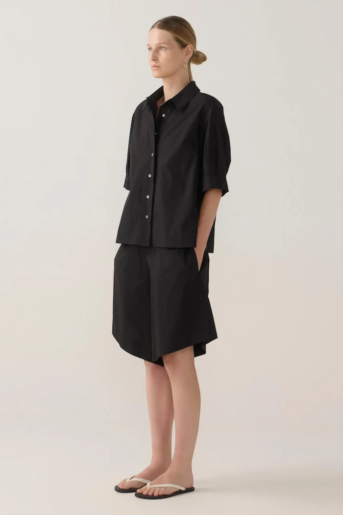 Abigail Shirt | Black Cotton Tencel