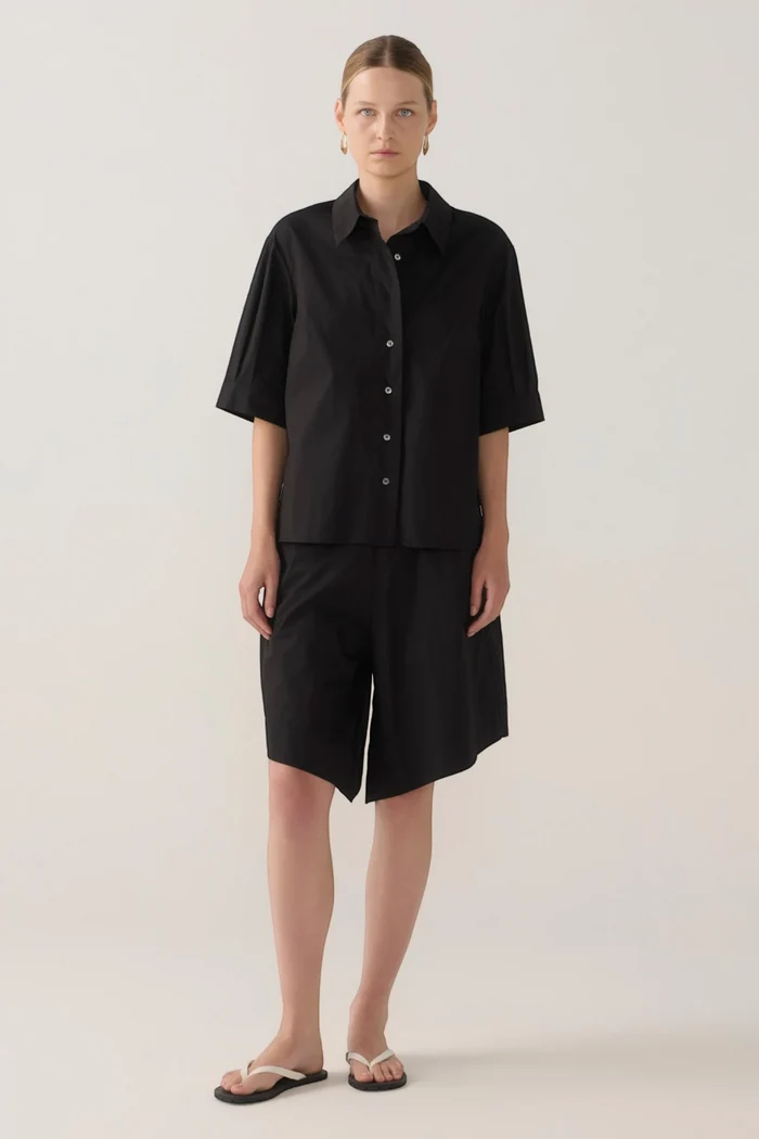 Abigail Shirt | Black Cotton Tencel