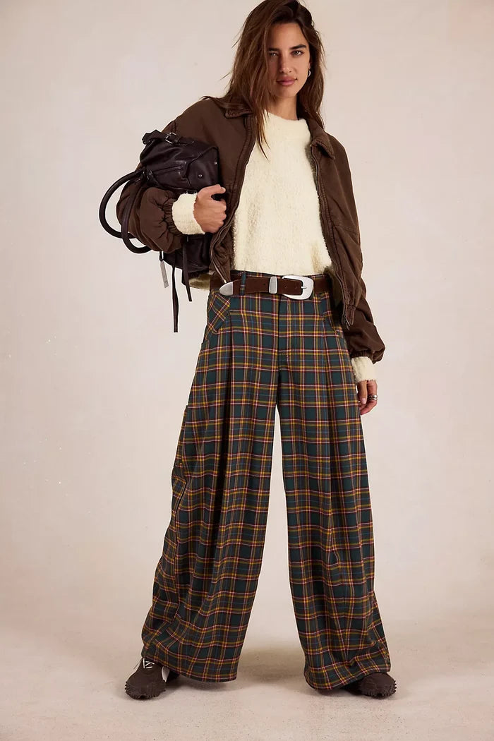 About It Baggy Wide-Leg Trousers | Green Combo