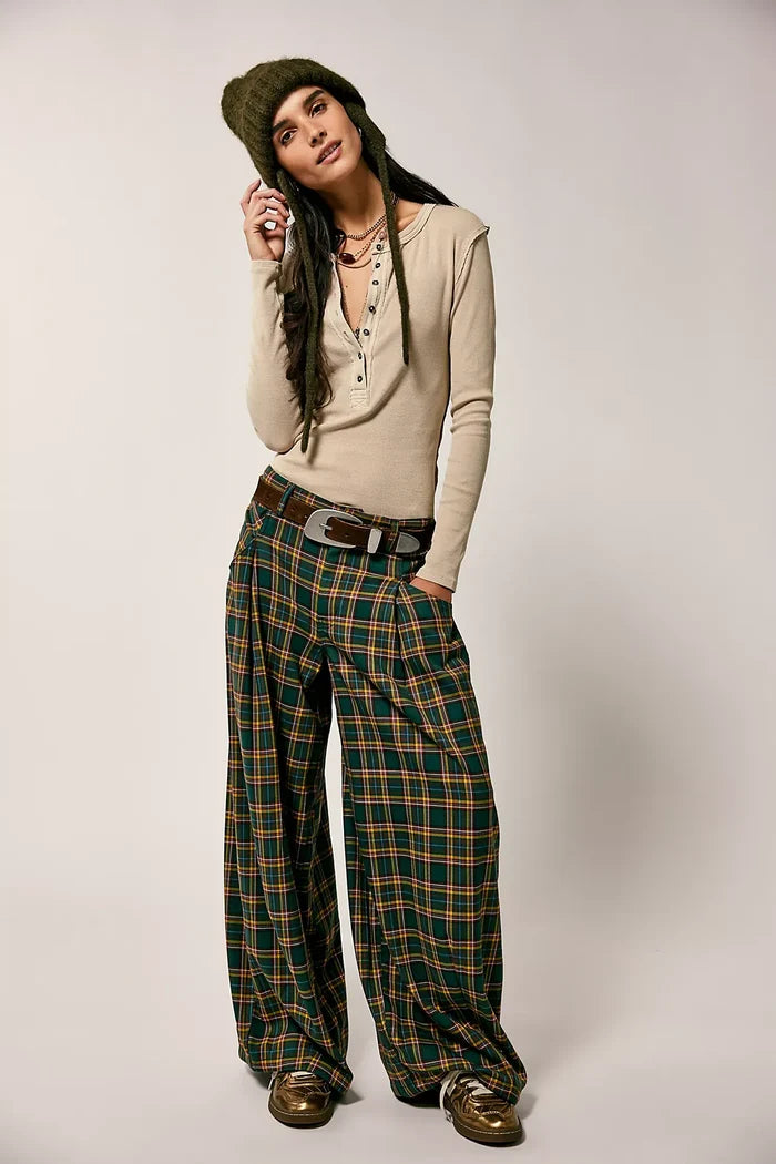 About It Baggy Wide-Leg Trousers | Green Combo
