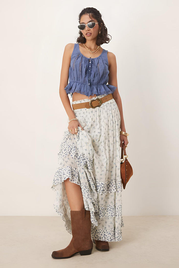 Alana Lace Tank | Blue Topaz