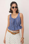 Alana Lace Tank | Blue Topaz