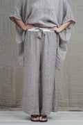 Alessa Wide Leg Pants | Black & Pink Woven
