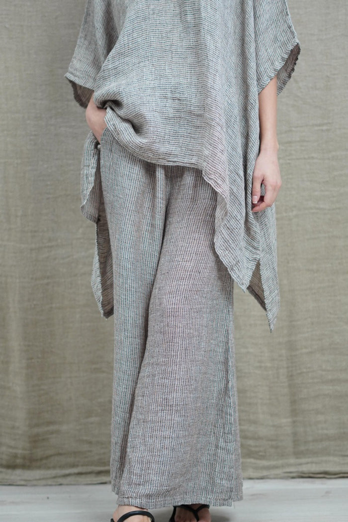 Alessa Wide Leg Pants | Black & Pink Woven