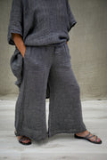 Alessa Wide Leg Pants | Black & White Woven