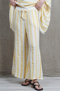 Alessa Wide Leg Pants | Lemon & White Stripes