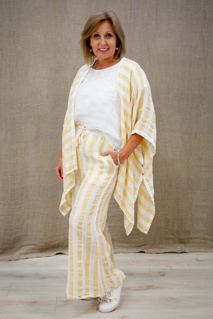 Alessa Wide Leg Pants | Lemon & White Stripes