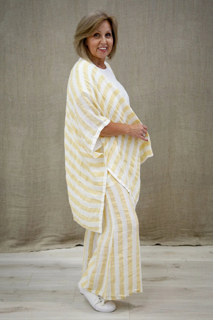 Alessa Wide Leg Pants | Lemon & White Stripes