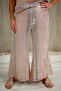Alessa Wide Leg Pants | Pink/Grey Stripe