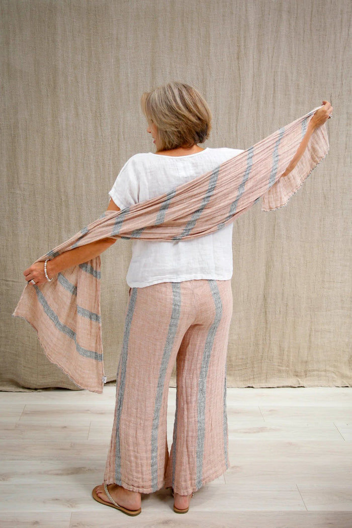 Alessa Wide Leg Pants | Pink/Grey Stripe