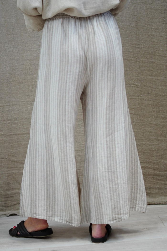Alessa Wide Leg Pants | Stripes Taupe