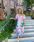 Alessia Wrap Dress in Pink Bird
