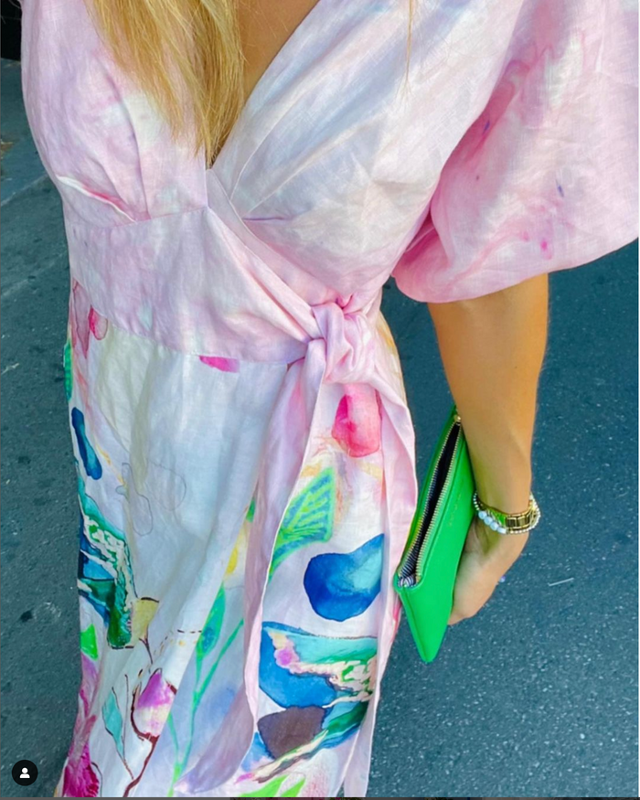 Alessia Wrap Dress in Pink Bird