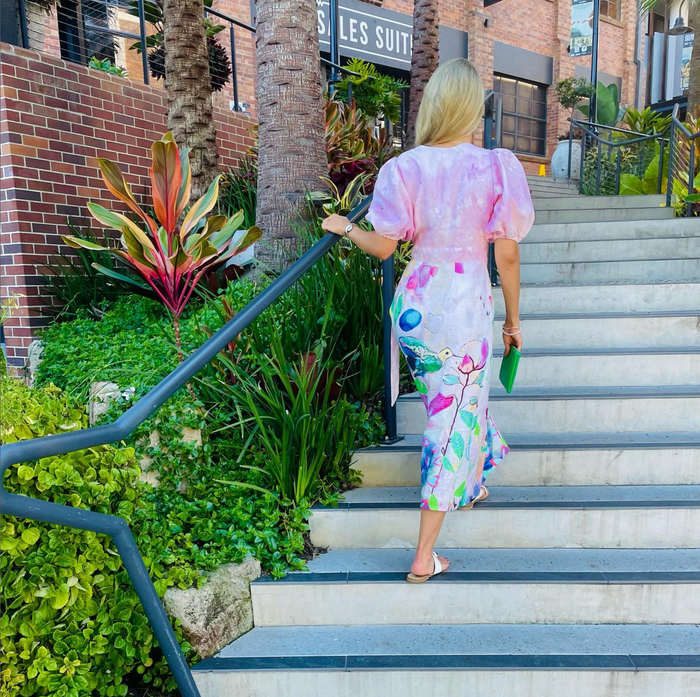 Alessia Wrap Dress in Pink Bird