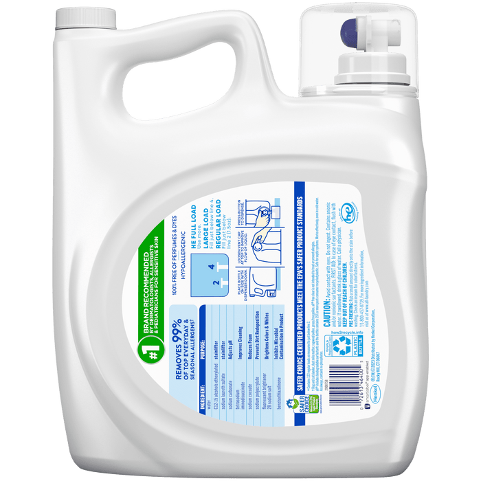all Liquid Laundry Detergent, Free Clear for Sensitive Skin, 184.5 Ounce, 123 Loads