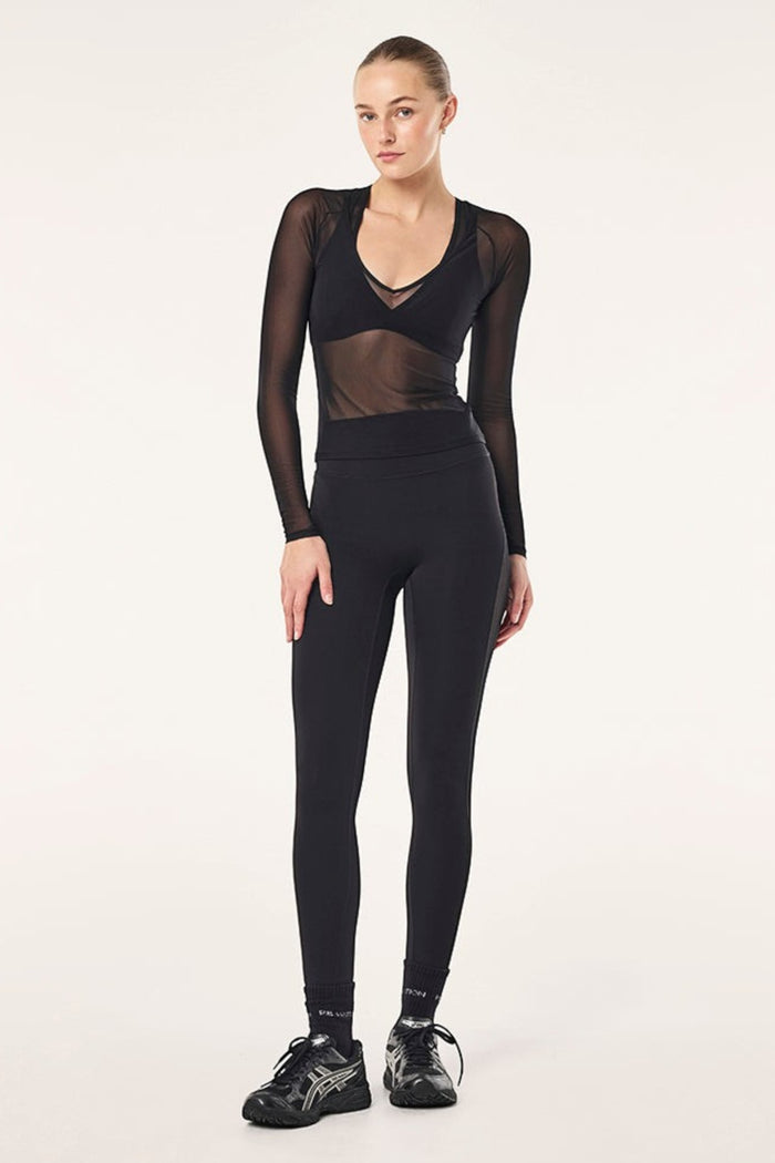 All Out Mesh Long Sleeve Top | Black