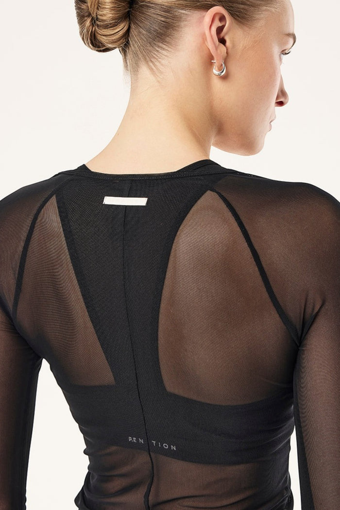 All Out Mesh Long Sleeve Top | Black