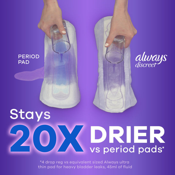 Always Discreet Incontinence Pads for Women, Moderate Long, 54 Count