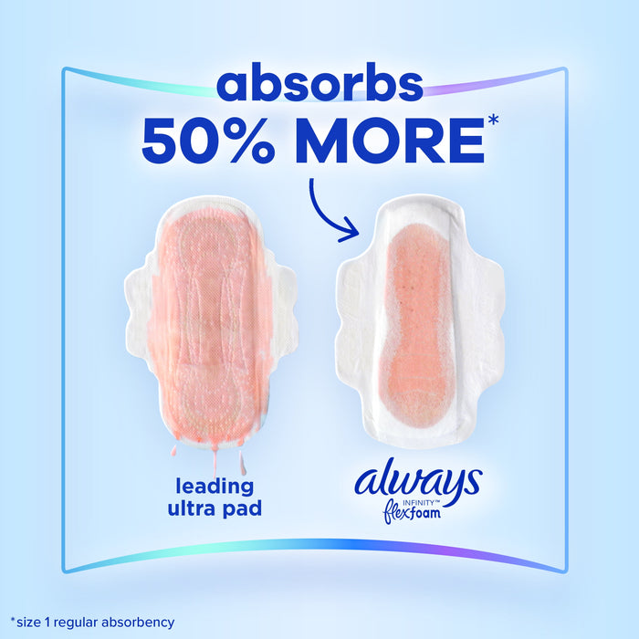 Always Infinity Feminine Pads with wings, Size 3, Extra Heavy Absorbency, unscented, 28 Ct