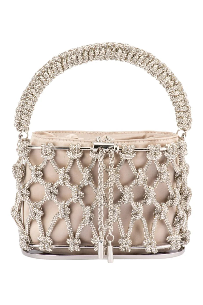 Amelia Crystal Cage Bag | Natural