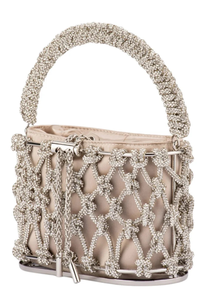 Amelia Crystal Cage Bag | Natural
