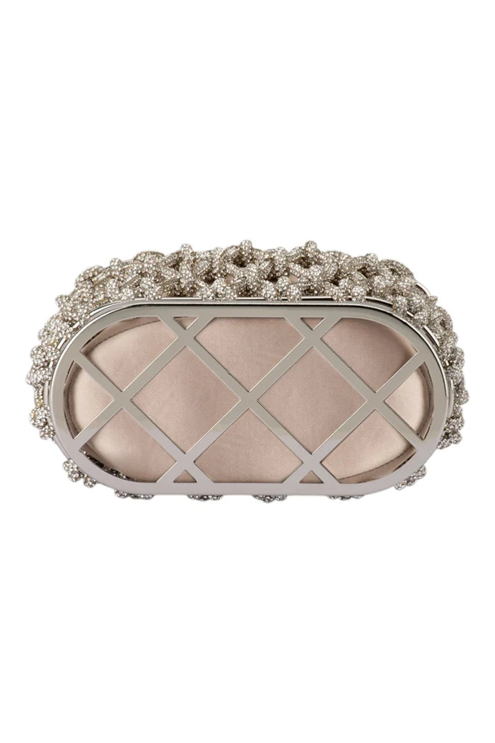 Amelia Crystal Cage Bag | Natural