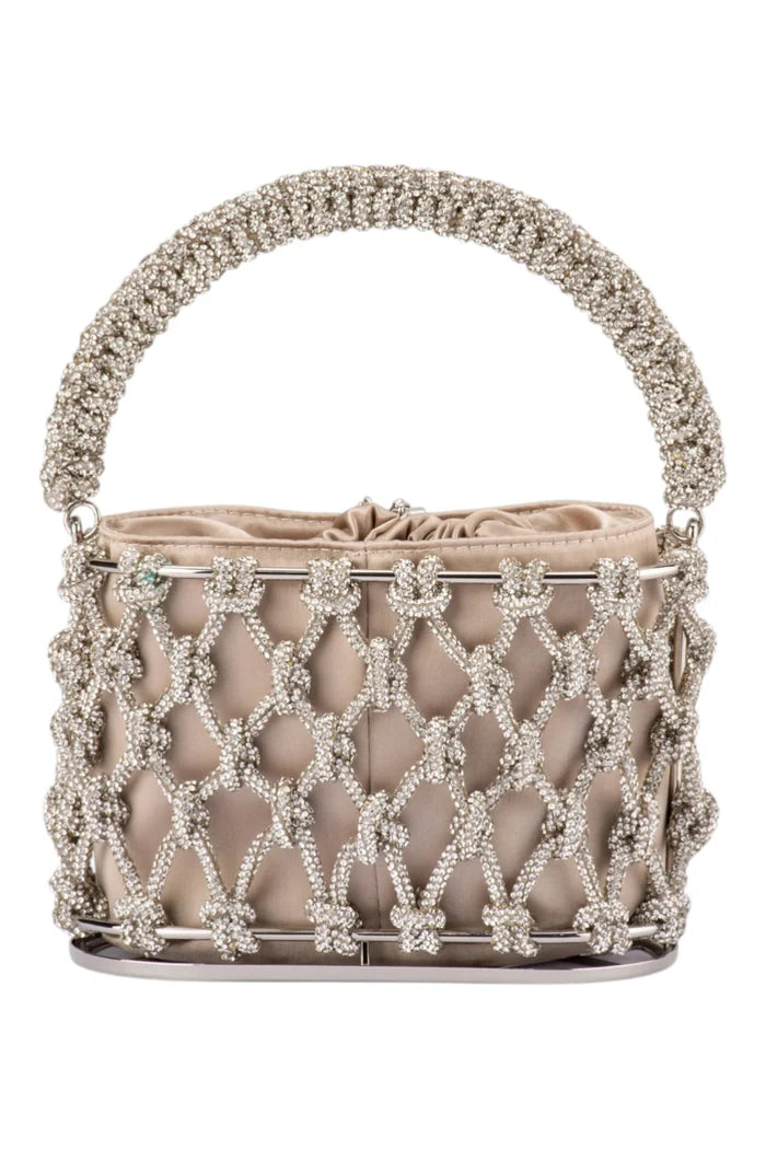 Amelia Crystal Cage Bag | Natural