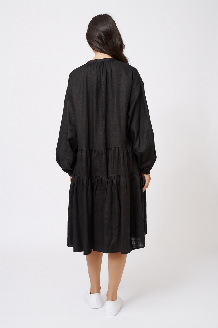 Amelia Linen Dress in Black