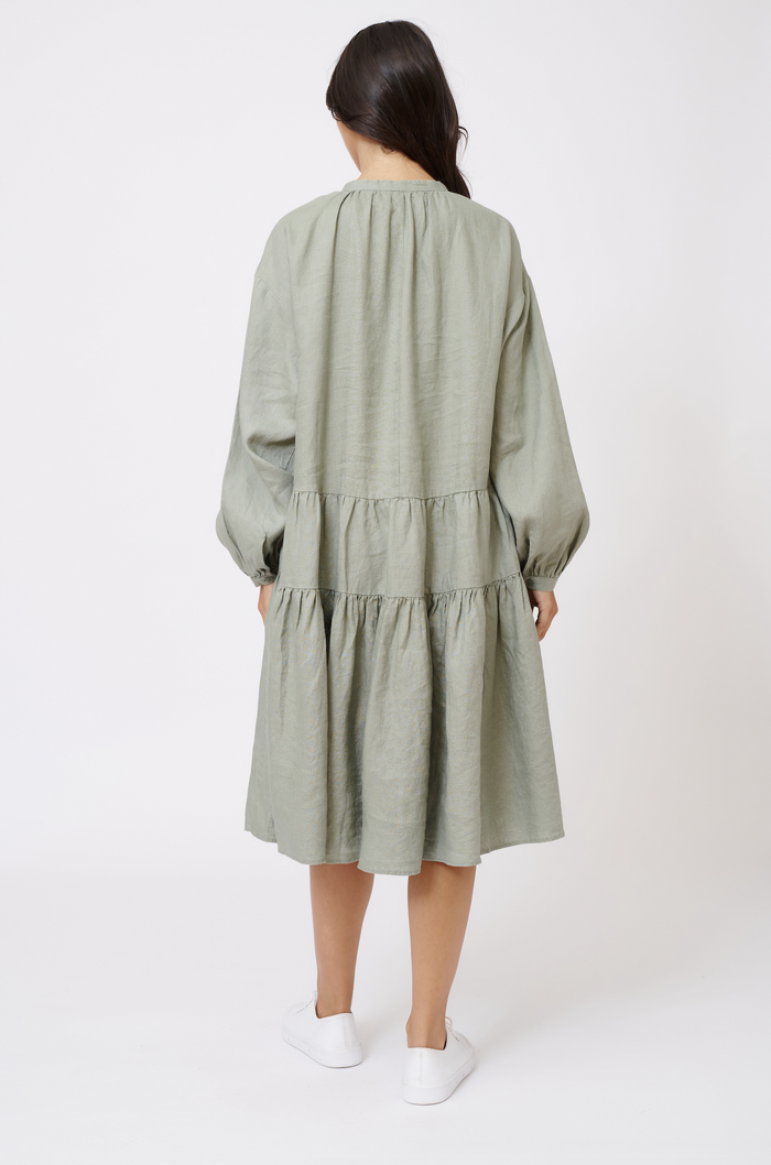 Amelia Linen Dress in Sage
