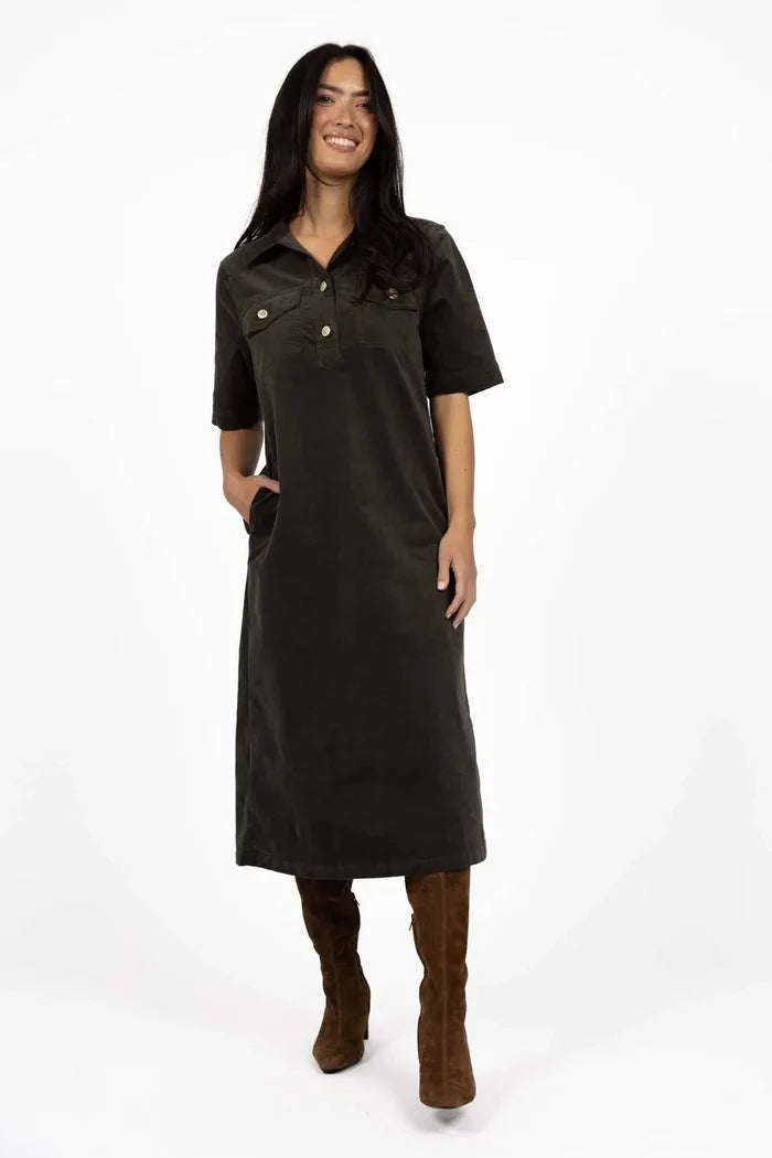 Amici Cord Dress | Khaki
