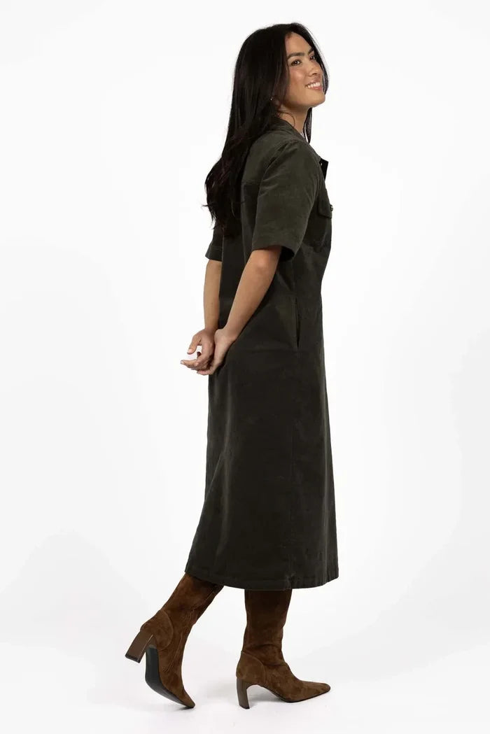 Amici Cord Dress | Khaki