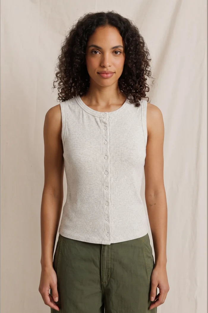 Andrea luxe Rib Sleeveless Cardigan | Oatmeal Ash