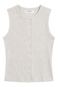 Andrea luxe Rib Sleeveless Cardigan | Oatmeal Ash