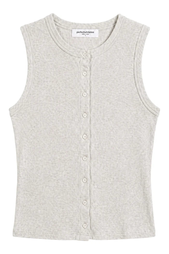 Andrea luxe Rib Sleeveless Cardigan | Oatmeal Ash