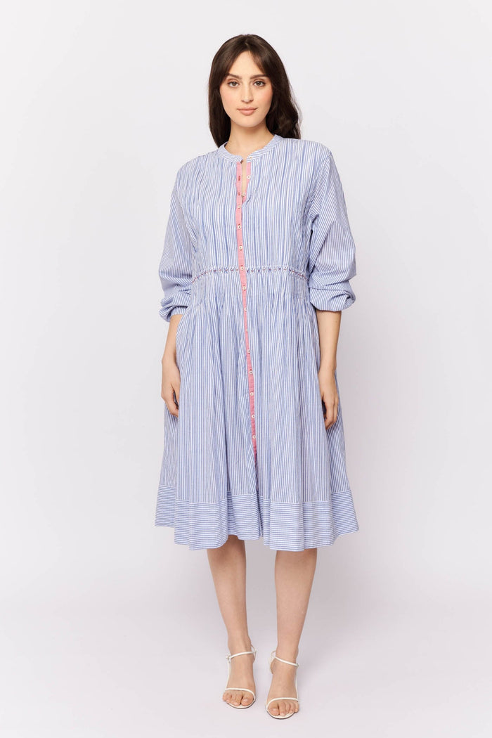 Arabesque Dress in Royal Blue Stripe