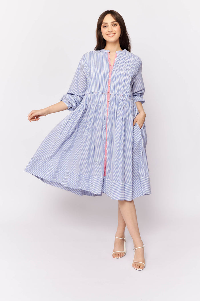 Arabesque Dress in Royal Blue Stripe