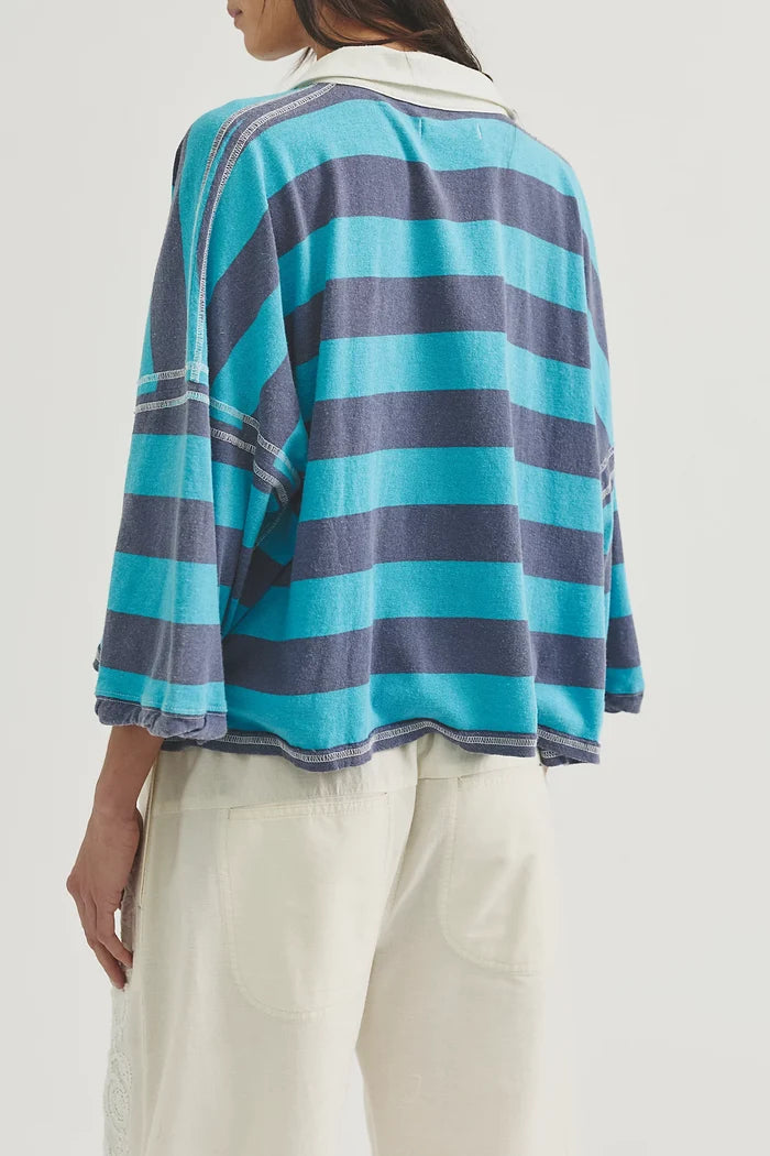 Auggie Oversized Polo Tee | Night Shadow / Tropical