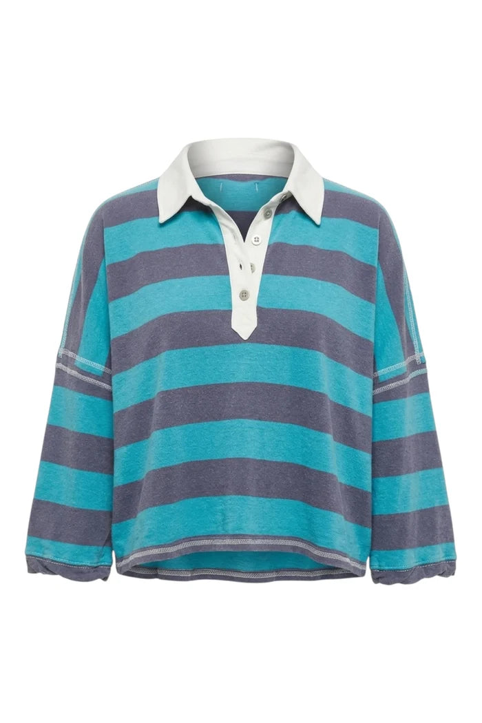 Auggie Oversized Polo Tee | Night Shadow / Tropical