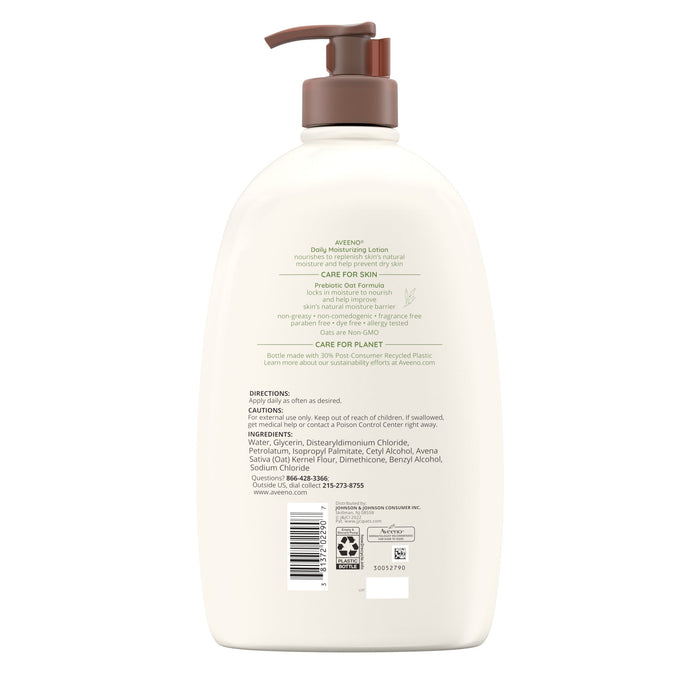 Aveeno Daily Moisturizing Body Lotion and Facial Moisturizer for Face, Body and Dry Skin, 33 oz