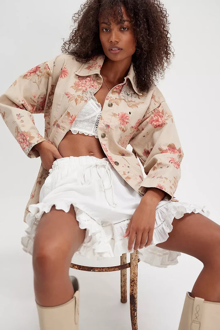 Avery Printed Denim Jacket | Exploded Floral