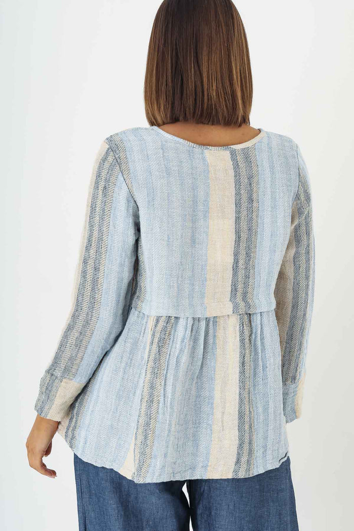 Baby Doll Top in Mist Stripe