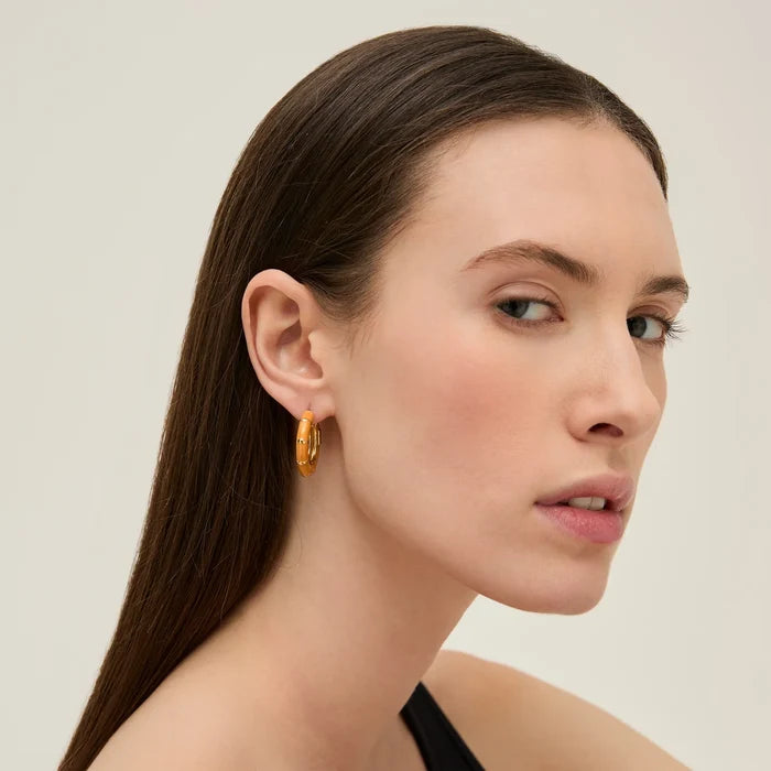 Bamboo Enamel Hoops | Yellow